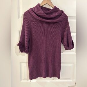 Loft Short Sleeve Ribbed Sweater Purple Size S
